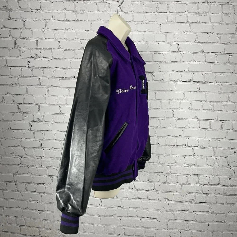 VTG Awards USA Purple Wool Snap Button Retro Varsity Band Jacket Size Medium M